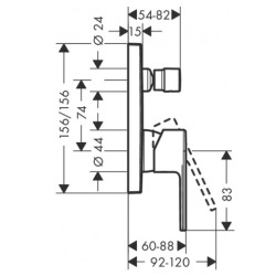  Vernis Shape Set de finition pour mitigeur bain/douche encastré, Chrome (71468000)