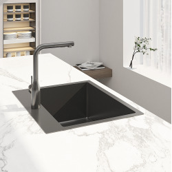  Swiss Aqua Technologies Aurum Évier de cuisine encastrable inox 304, 1 bac, 55x45x21 cm, Gun Metal brossé PVD