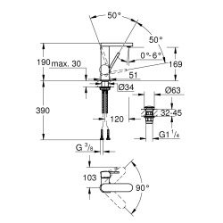 Mitigeur monocommande Lavabo Taille M GROHE Plus (23872003)