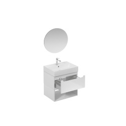 Ensemble de salle de bain avec lavabo comprenant robinet de lavabo, bec et siphon Naturel Stilla blanc brillant (KSETSTILLA012)
