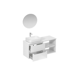 Ensemble de salle de bain avec lavabo comprenant robinet de lavabo, bec et siphon Naturel Stilla blanc brillant (KSETSTILLA016)