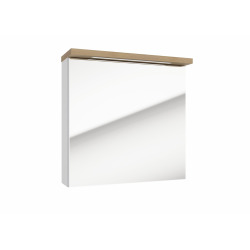 Naturel Armoire murale avec miroir intégré Stilla + LED 60x60x20 cm, prise pour sèche-cheveux ou rasoir électrique, blanc (STILLAE06017)