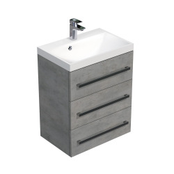 Naturel Meuble de salle de bain avec lavabo Naturel Cube Way 60x76,5x40 cm, couleur béton (CUBE2603BE)