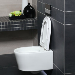 Pack WC Bâti-support Villeroy & Boch + WC sans bride SAT + Abattant ultra-fin softclose + Plaque blanche (ViConnectBrevis-2)