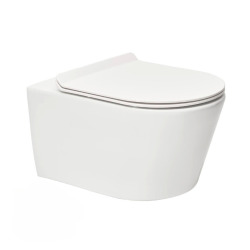  Pack WC Bâti-support V-Fix Core + WC sans bride SAT Brevis + Plaque, Blanc brillant (V-FixBrevis-1)