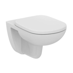 Pack WC Bâti Duofix + Cuvette suspendue Porcher sans bride + Abattant Ideal Standard ASTOR + Plaque blanche (PorcherGeb3)