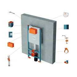  Pack WC Bâti-support V-Fix Core + WC SAT sans bride et fixations invisibles + Plaque Noir mat (V-FixSATrimless-6)