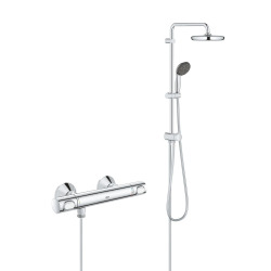 Grohe Set Vitalio Start System 210 Colonne de douche avec inverseur manuel + Mitigeur de Douche thermostatique, Chrome (26382001-FLOW)