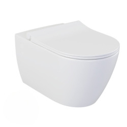 Geberit Pack Bati-support Geberit UP320 + WC sans bride Livea Bello + Abattant softclose + Plaque blanc chrome (GebBello-C)
