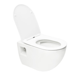 Geberit Pack WC bati-support Geberit + WC sans bride Swiss Aqua Technologies + abattant SoftClose + plaque Blanche (ProjectGeb3)