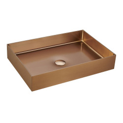 Swiss Aqua Technologies Aurum Vasque à poser en Acier inoxydable 304, 55x38x11cm sans trop-plein + Bonde, Cuivre brossé PVD (SATAUR5538BRG)