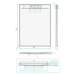  Fusion Receveur de douche 140x80cm en marbre coulé, Noir (SATFU14080G)