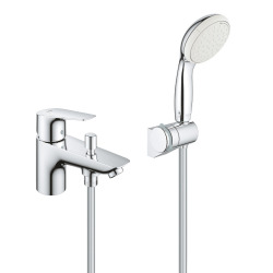Tempesta 100 Set Mitigeur monocommande bain/douche + Support de douche mural 2 jets, chrome (23914001-Tempesta3)