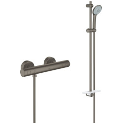 Grohe Ensemble de douche complet 3 jets +Mitigeur thermostatique douche, Brossé (34065AL2-SET)