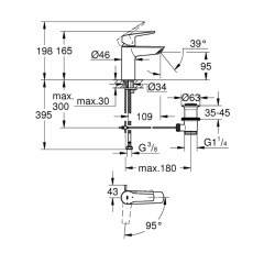 Lot de 2 mitigeurs monocommande 1/2″ Lavabo Taille M, noir (23325KW0)