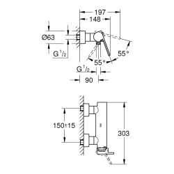 Grohe Plus Mitigeur monocommande 1/2" douche, chrome (33577003)