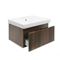 Meuble de salle de bain avec lavabo SAT Evolution 58x30x44,8 cm noyer mat (SATEVO60NAU1)