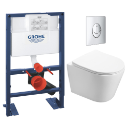 Swiss Aqua Technologies Pack WC Rapid SL 82cm autoportant + WC Swiss Aqua Technologies Infinitio sans bride + Plaque chrome