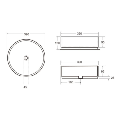  Vasque à poser Infinitio 39 x 39 x 12 cm sans trop-plein, noir (SATINF3939BKM)