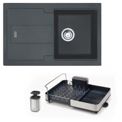 Franke BLG 611-78 Evier 78x50cm, en Fragranit + Égouttoir extensible avec bonde et pompe a savon liquide offert d'une valeur de 79,90€