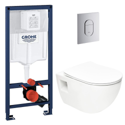 Grohe Pack Rapid sl+ plaque arena chrome+ Fixations murales + set d'isolation phonique + WC suspendu (ArenaProject)
