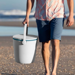  Go Bar Glacière, Jardin  Plage Pique-Nique Camping Extérieur, 36x 36 x 30 cm,5H 16L, Blanc/ bleu (246855)