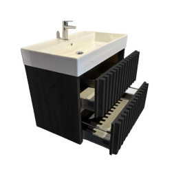 Meuble de salle de bain avec lavabo SAT Delano 60x56x46 cm noir mat (DELANO60ZCSAT)