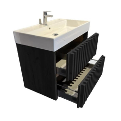 Meuble de salle de bain avec lavabo SAT Delano 80x56x46 cm noir mat (DELANO80ZCSAT)