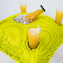  Pool Party coussin bar 75x75x25cm, 4 trous verre et 1 trou bouteille, resistant aux UV, Rose, sans polystyrène