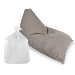 Soo Santaï Set Lazy Bro fauteuil poire + polystyrène 140 x 120 x 90cm intérieur & extérieur, déhoussable et résistant aux UV, Gris 