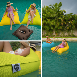  Set Lazy Bro fauteuil poire + polystyrène 140 x 120 x 90cm intérieur & extérieur, déhoussable et résistant aux UV, Jaune 