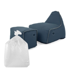 Soo Santaï Set MiniBuddy's Rest fauteuil poire + repose pieds + polystyrène intérieur déhoussable, surpiqûres, Bleu jeans