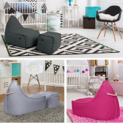  Set MiniBuddy's Rest fauteuil poire + repose pieds + polystyrène, d'intérieur déhoussable, surpiqûres, Gris