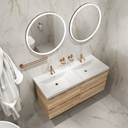 Fusion by Siko Miroir mural rond avec éclairage LED et capteur, 60x60 cm, transparent (SATZFULED60)