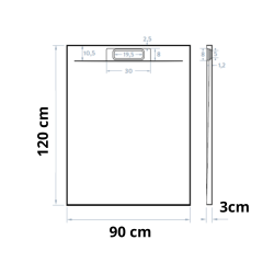  Fusion Receveur de douche 120x90cm en marbre coulé avec siphon, Blanc (SATFU12090BL-S)