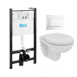 Swiss Aqua Technologies Pack Bâti-support ROCA ACTIVE + WC suspendu Porcher sans bride + plaque de commande blanche (RocaActivePorcher-1-DE)