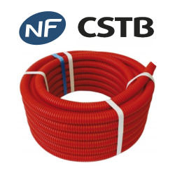  Tube Multicouche gainé rouge D16x2  en couronne de 50 mètres, certification NF-CSTB - ACS (MC16GR50-2)