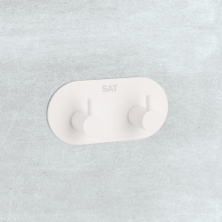  Patère murale adhésive double crochets en acier inoxydable, blanc mat (HACEKNALEP2KB)