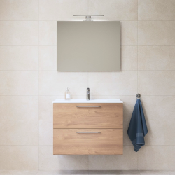 Vitra  Mia ensemble meuble 79x61x39,5 cm avec miroir, lavabo et éclairage LED, Chêne (MIASET80D)