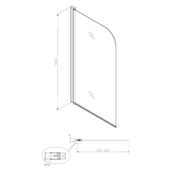  150x80 cm Pare-baignoire pivotant en verre, orientation gauche et droite, noir (SATVZUNIKCT80)