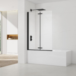 Swiss Aqua Technologies 150x105 cm SK Pare-baignoire en verre 2 volets pliants, orientation gauche et droite, noir (SATVZSKNEW105C)