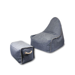Set Buddy's Rest Sunproof fauteuil poire + repose pieds + polystyrène intérieur & extérieur, résistant au soleil, Gris foncé