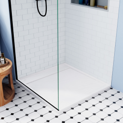  Alda Receveur de douche 80x80cm en pierre de synthèse durable, blanc mat (ALD15-8080B)