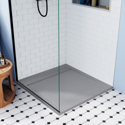  Alda Receveur de douche 90x90cm en pierre de synthèse durable, gris mat (ALD15-9090G)
