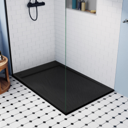  Alda Receveur de douche 120x90cm en pierre de synthèse durable, noir mat (ALD15-12090N)