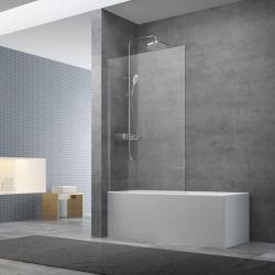 Swiss Aqua Technologies Pare-baignoire fixe en verre, 150x80cm, Chrome (SIKOVZPEV150)