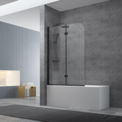 Swiss Aqua Technologies Pare-baignoire pliable, 2 parties, en verre, 150x105cm, Noir (SATVZSK105C)