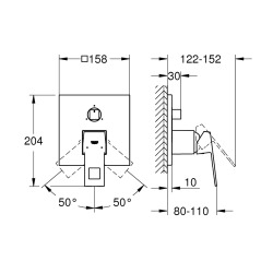 Eurocube mitigeur monocommande 3 sorties avec inverseur, gris (G24094AL0)