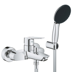 Start Set de douche mitigeur monocommande Bain/Douche + Douchette à main 1 jet + Support mural, chrome (G25283002)