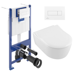 Villeroy & Boch Pack WC Bâti-support Villeroy & Boch + Cuvette Villeroy + Abattant softclose + Plaque blanche (ViConnectArceauSlim2)